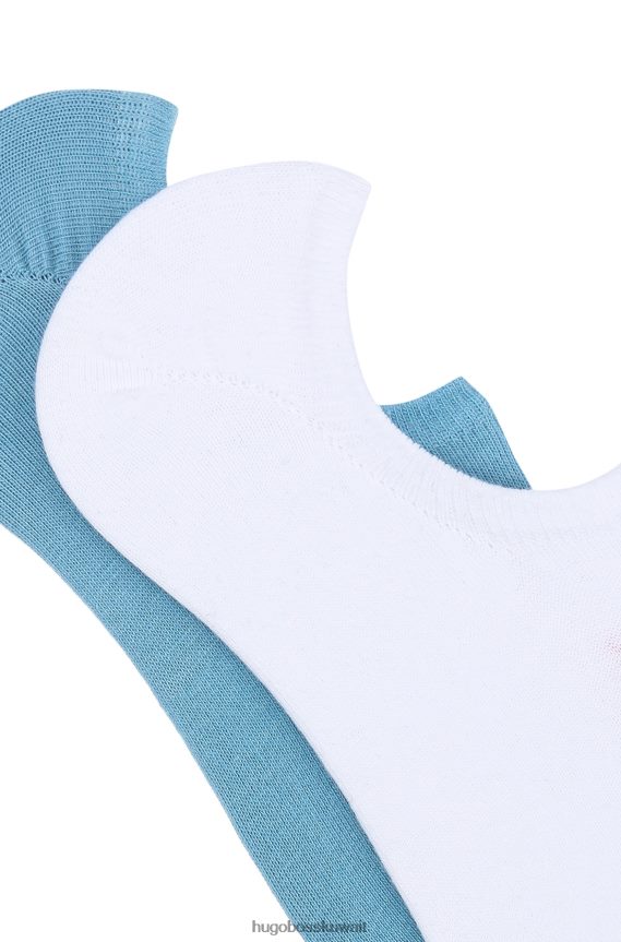 4TFNJN4641 أزرق فاتح Hugo Boss حزمة من قطعتين من الجوارب غير المرئية مع رقعة شعار منسوجة Hugo باللون الأزرق الفاتح