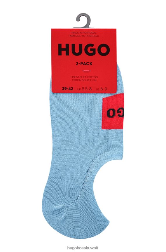 4TFNJN4641 أزرق فاتح Hugo Boss حزمة من قطعتين من الجوارب غير المرئية مع رقعة شعار منسوجة Hugo باللون الأزرق الفاتح