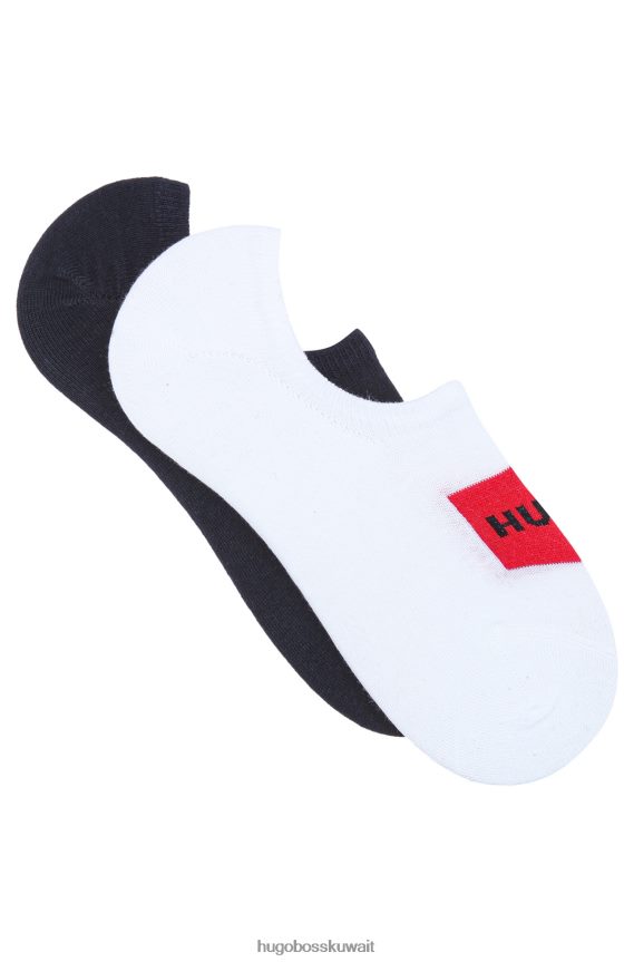 4TFNJN4642 أزرق غامق Hugo Boss حزمة من قطعتين من الجوارب غير المرئية باللون الأزرق الداكن مع رقعة شعار منسوجة