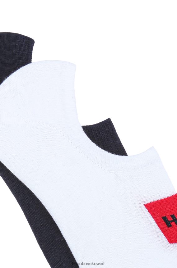 4TFNJN4642 أزرق غامق Hugo Boss حزمة من قطعتين من الجوارب غير المرئية باللون الأزرق الداكن مع رقعة شعار منسوجة