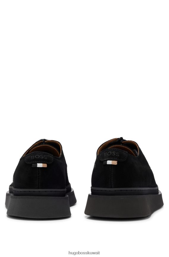 4TFNJN4645 أسود Hugo Boss حذاء برباط من جلد الغزال الناعم باللون الأسود