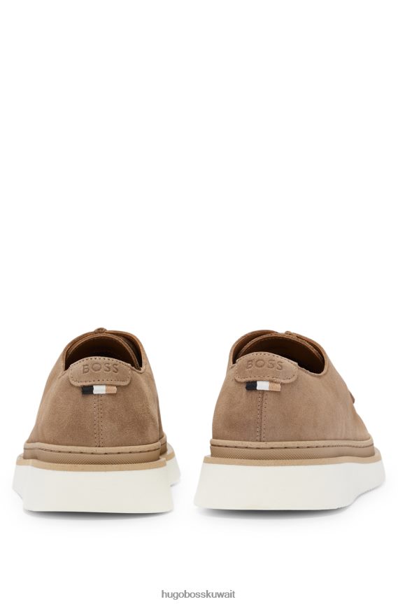 4TFNJN4646 اللون البيج Hugo Boss حذاء باللون البيج بأربطة من جلد الغزال الناعم