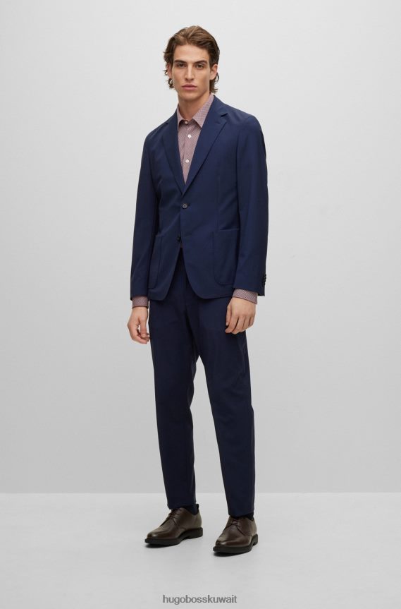 4TFNJN4647 بني غامق Hugo Boss حذاء ديربي من الجلد المحبب مع تفاصيل الشعار هوغو بني داكن