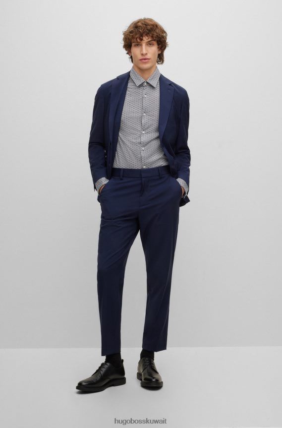 4TFNJN4648 أسود Hugo Boss حذاء ديربي هوغو أسود من الجلد المحبب مع تفاصيل الشعار