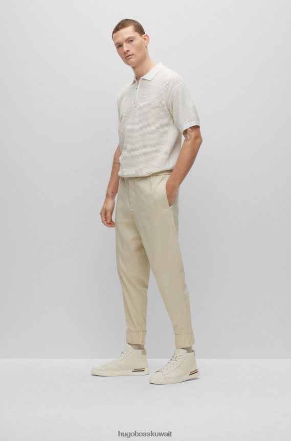 4TFNJN4651 أبيض Hugo Boss حذاء رياضي عالي الجودة مصنوع من الجلد الصناعي مع شريط هوغو باللون الأبيض