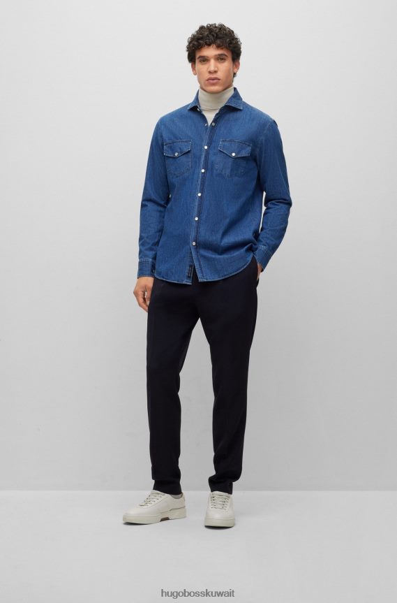 4TFNJN4655 أبيض Hugo Boss حذاء رياضي هوغو من الجلد الأبيض مع حلقة دانتيل تحمل الشعار