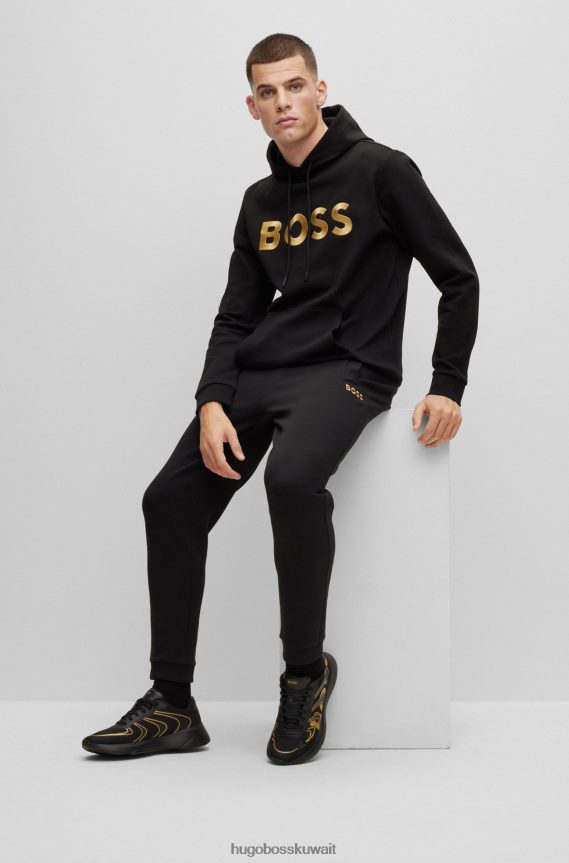 4TFNJN4658 أسود Hugo Boss حذاء رياضي بسيط من مواد مختلطة مع تفاصيل الشعار باللون الأسود