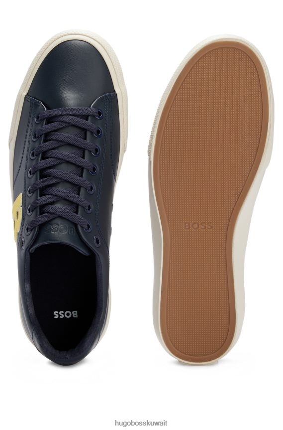 4TFNJN4659 أزرق غامق Hugo Boss حذاء رياضي منخفض الرقبة باللون الأزرق الداكن مع تفاصيل هوغو متباينة على شكل حرف 'b'