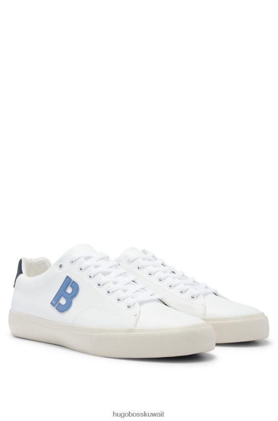 4TFNJN4661 أبيض Hugo Boss حذاء رياضي هوغو باللون الأبيض مع تفاصيل حرف B متباين