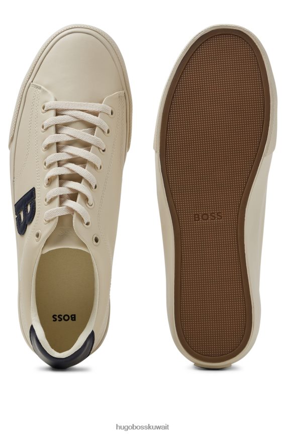 4TFNJN4663 البيج الفاتح Hugo Boss حذاء Hugo ذو الرقبة المنخفضة مع تفاصيل متباينة على شكل حرف B باللون البيج الفاتح
