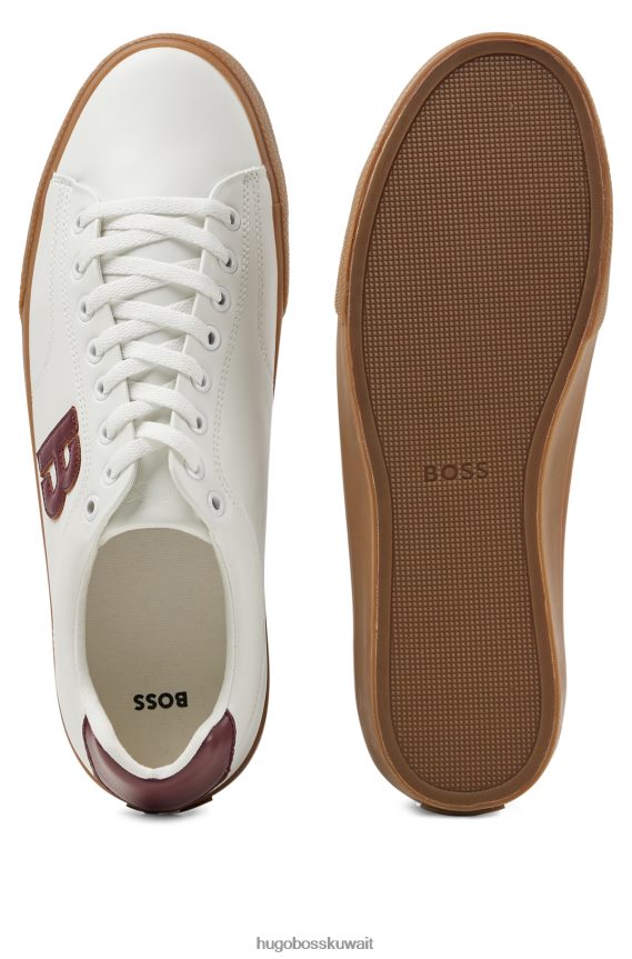 4TFNJN4664 أبيض Hugo Boss حذاء رياضي منخفض الرقبة بتفاصيل هوغو باللون الأبيض على شكل حرف 
