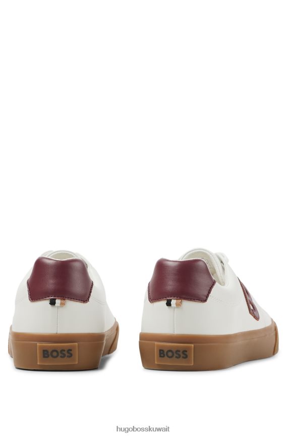 4TFNJN4664 أبيض Hugo Boss حذاء رياضي منخفض الرقبة بتفاصيل هوغو باللون الأبيض على شكل حرف 