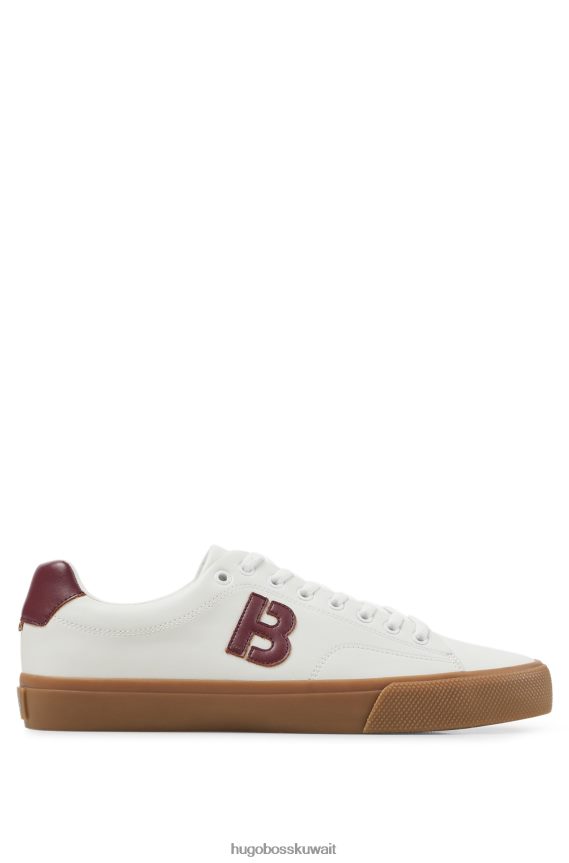 4TFNJN4664 أبيض Hugo Boss حذاء رياضي منخفض الرقبة بتفاصيل هوغو باللون الأبيض على شكل حرف 