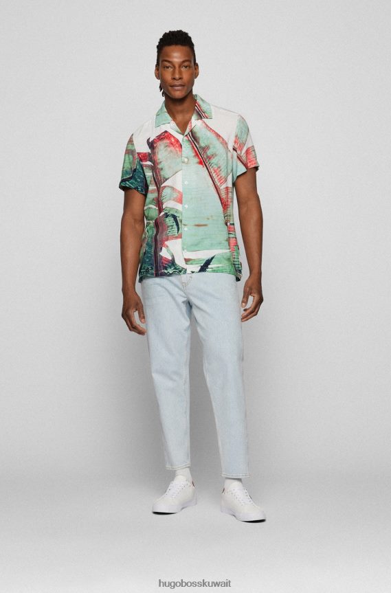 4TFNJN4665 أبيض Hugo Boss حذاء رياضي أبيض منخفض مع تفاصيل هوغو متباينة على شكل حرف 'b'