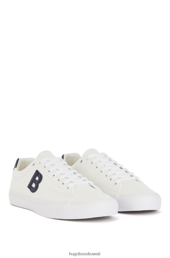 4TFNJN4666 أبيض Hugo Boss حذاء رياضي منخفض الرقبة بتفاصيل حرف 'b' متباين باللون الأبيض