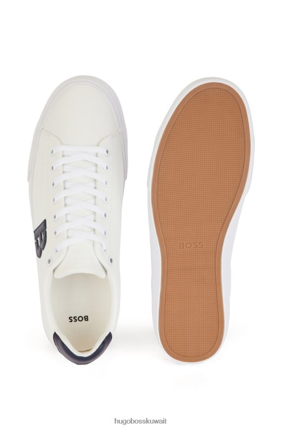 4TFNJN4666 أبيض Hugo Boss حذاء رياضي منخفض الرقبة بتفاصيل حرف 'b' متباين باللون الأبيض