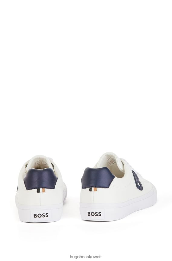 4TFNJN4666 أبيض Hugo Boss حذاء رياضي منخفض الرقبة بتفاصيل حرف 'b' متباين باللون الأبيض