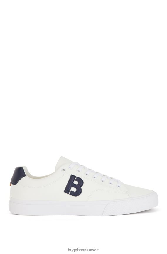 4TFNJN4666 أبيض Hugo Boss حذاء رياضي منخفض الرقبة بتفاصيل حرف 'b' متباين باللون الأبيض