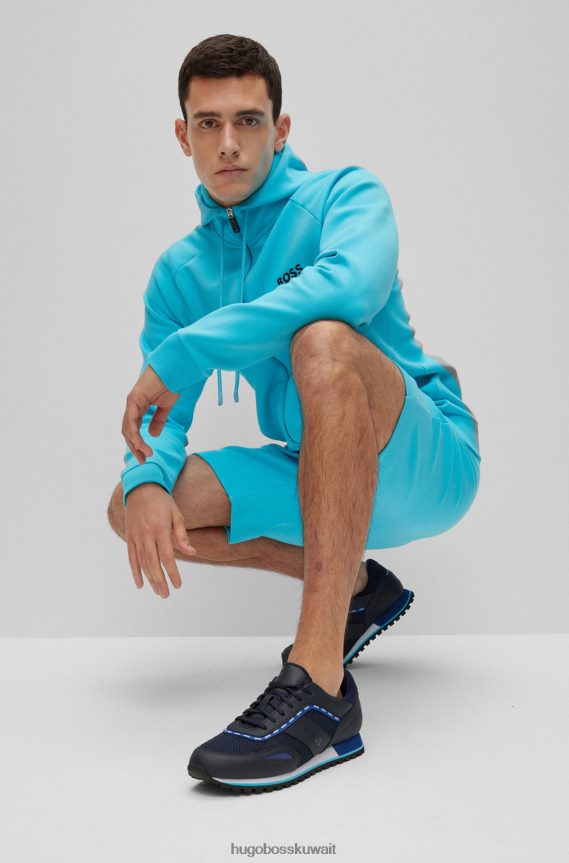 4TFNJN4673 أزرق غامق Hugo Boss حذاء رياضي هوغو بمواد مختلطة باللون الأزرق الداكن مع تفاصيل الشعار
