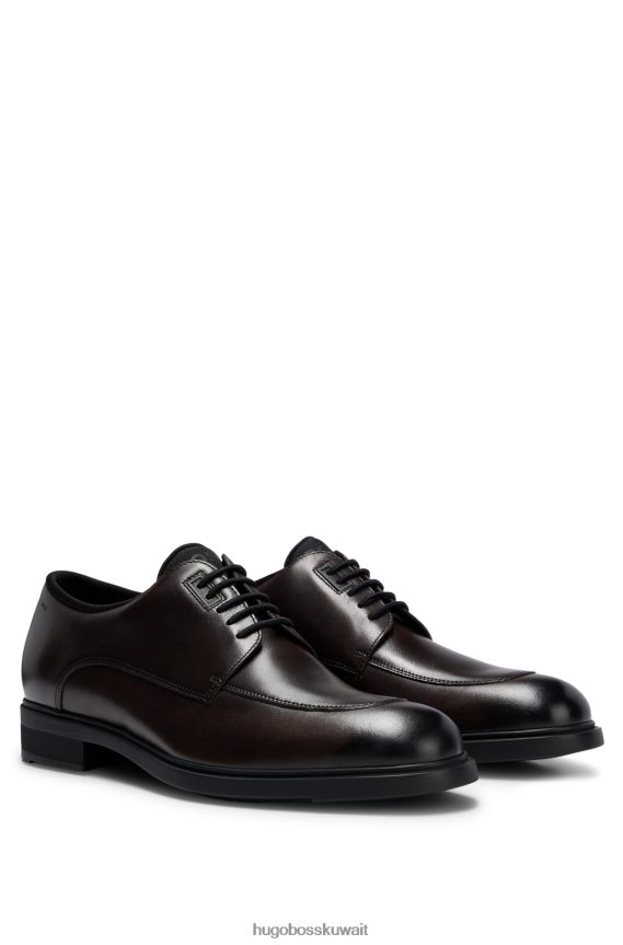 4TFNJN4675 بني غامق Hugo Boss حذاء هوغو ديربي من الجلد المدبوغ مع بطانة مريحة باللون البني الداكن