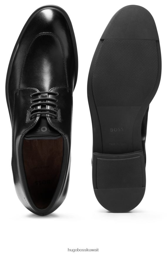 4TFNJN4676 أسود Hugo Boss حذاء ديربي من الجلد المدبوغ مع بطانة مريحة باللون الأسود