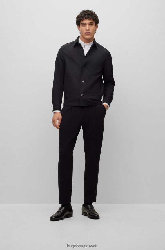 4TFNJN4677 أسود Hugo Boss حذاء Hugo من الجلد مع شعار Emed ونعل خارجي خفيف الوزن