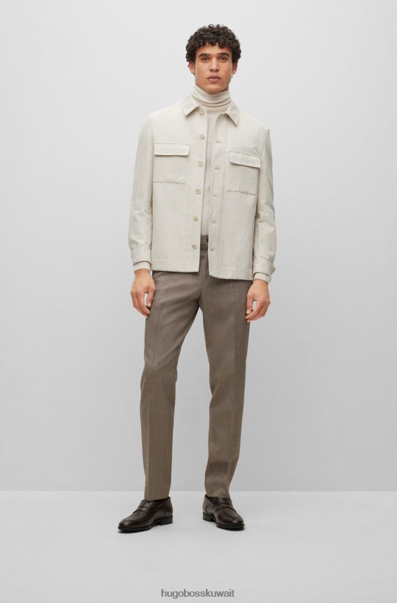 4TFNJN4679 بني غامق Hugo Boss حذاء بدون كعب من الجلد مع شعار Emed Hugo ونعل خارجي خفيف الوزن