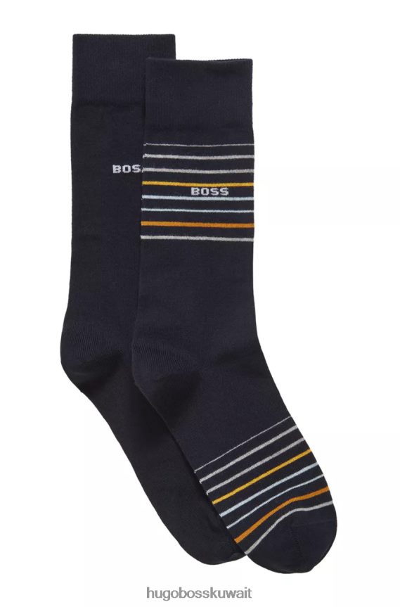 4TFNJN467 أزرق غامق/أسود Hugo Boss 2P جوارب فستان 50473157 أزرق داكن