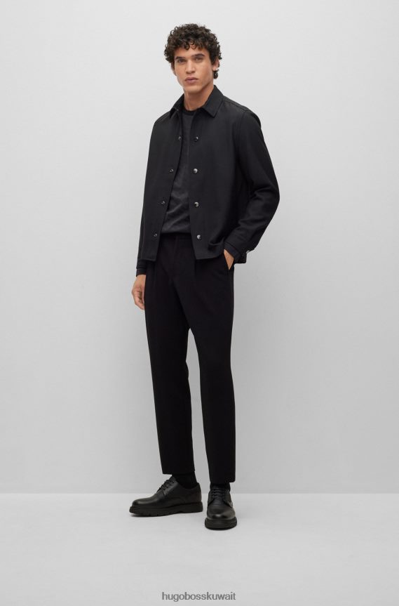 4TFNJN4680 أسود Hugo Boss حذاء ديربي أسود من مواد مختلطة مع هوغو من الجلد المحبب