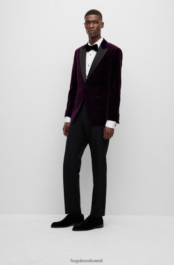 4TFNJN4681 أسود Hugo Boss حذاء أكسفورد إيطالي مخملي بنعل جلدي هوغو أسود