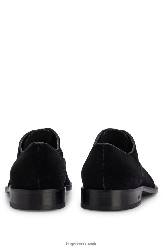 4TFNJN4681 أسود Hugo Boss حذاء أكسفورد إيطالي مخملي بنعل جلدي هوغو أسود