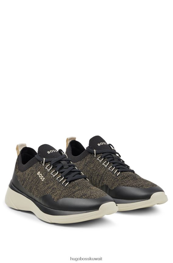 4TFNJN4684 أخضر غامق Hugo Boss حذاء Hugo على شكل جورب مع علامة تجارية متباينة باللون الأخضر الداكن