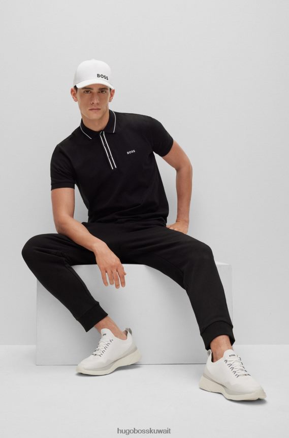 4TFNJN4685 أبيض Hugo Boss حذاء رياضي على شكل جورب مع علامة تجارية متباينة باللون الأبيض