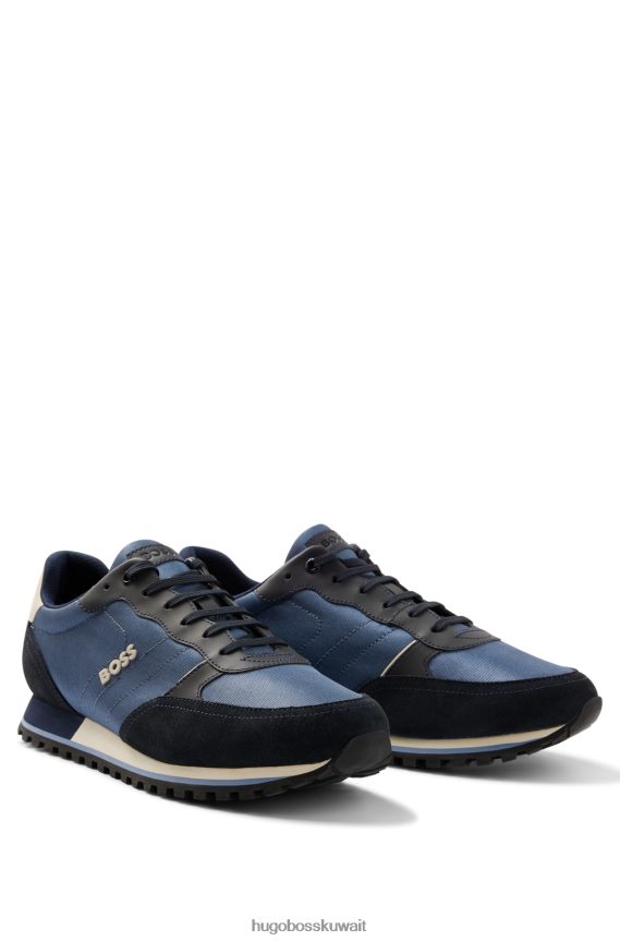 4TFNJN4688 أسود/أزرق Hugo Boss حذاء رياضي هوغو باللون الأسود مصنوع من مواد مختلطة مع شعار بارز