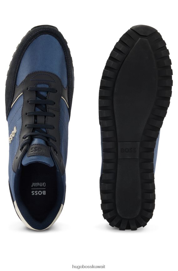 4TFNJN4688 أسود/أزرق Hugo Boss حذاء رياضي هوغو باللون الأسود مصنوع من مواد مختلطة مع شعار بارز