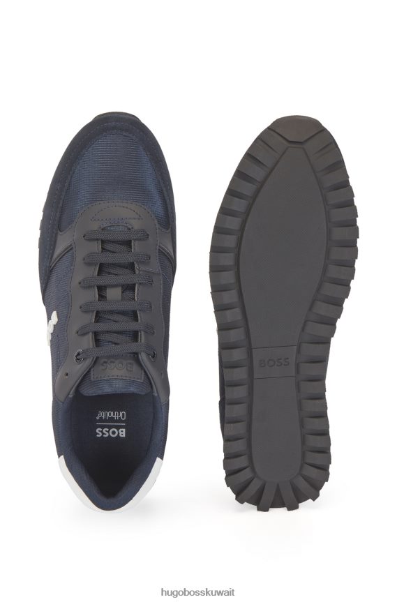 4TFNJN4689 أزرق غامق Hugo Boss حذاء رياضي هوغو باللون الأزرق الداكن مصنوع من مواد مختلطة مع شعار بارز