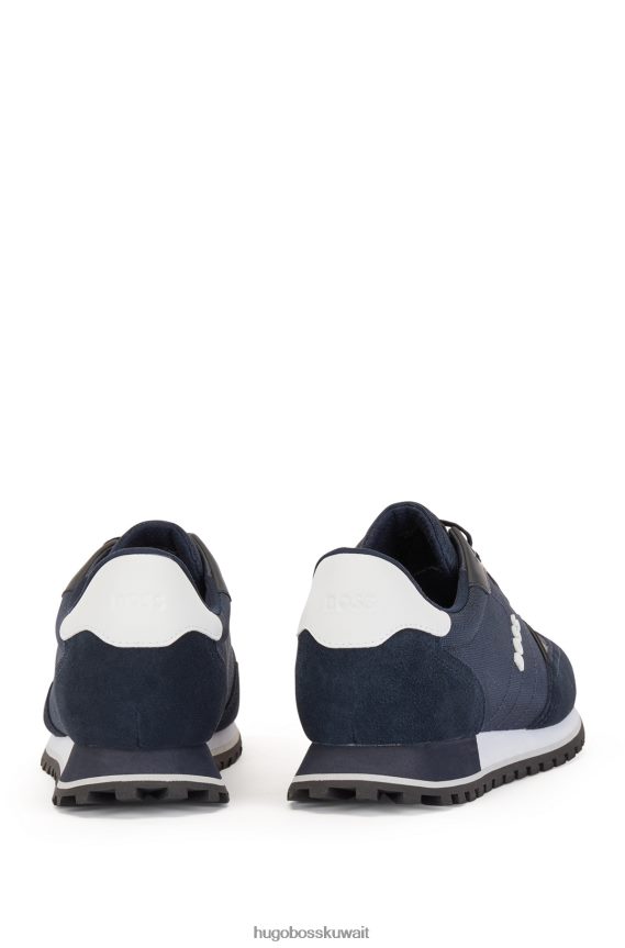 4TFNJN4689 أزرق غامق Hugo Boss حذاء رياضي هوغو باللون الأزرق الداكن مصنوع من مواد مختلطة مع شعار بارز