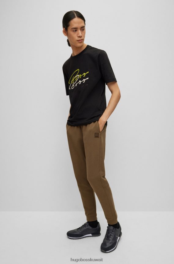 4TFNJN4691 أسود Hugo Boss حذاء رياضي بأسلوب الجري مصنوع من مواد مختلطة مع شعار هوغو أسود بارز