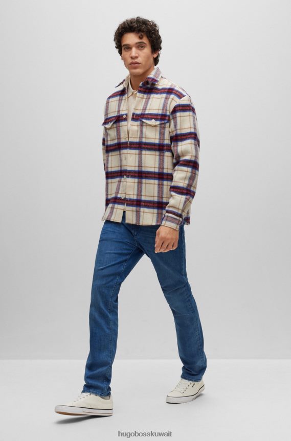 4TFNJN4695 أبيض Hugo Boss حذاء رياضي من قماش القطن باللون الأبيض من Hugo مع زخرفة مخططة مميزة