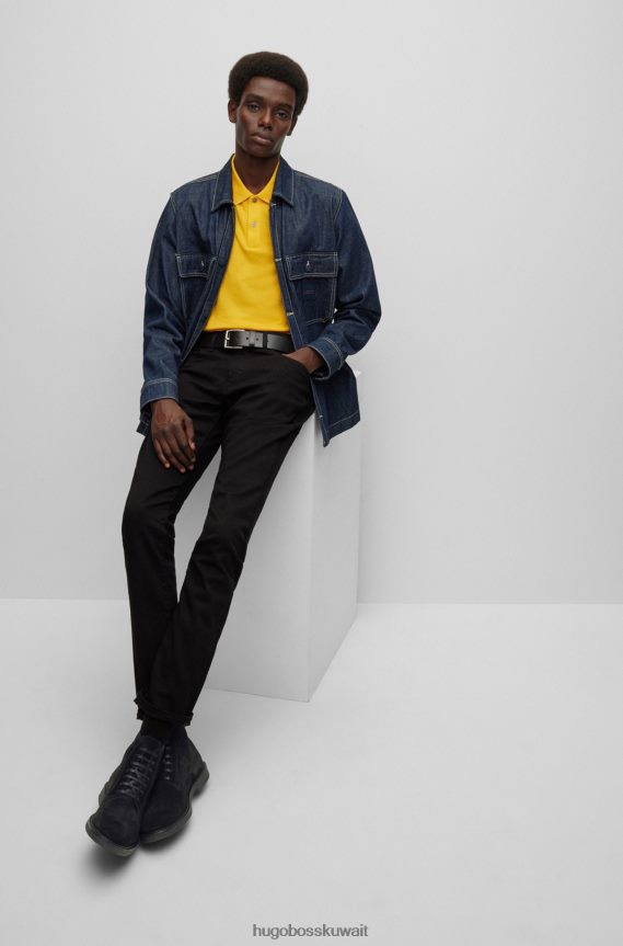 4TFNJN4697 أسود Hugo Boss نصف حذاء من جلد الغزال مع شعار Emed