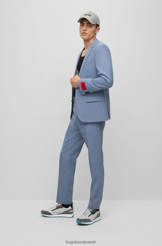 4TFNJN4712 رمادي فاتح Hugo Boss حذاء رياضي مستوحى من الطراز القديم مصنوع من جلد الغزال وشبكة هوغو باللون الرمادي الفاتح