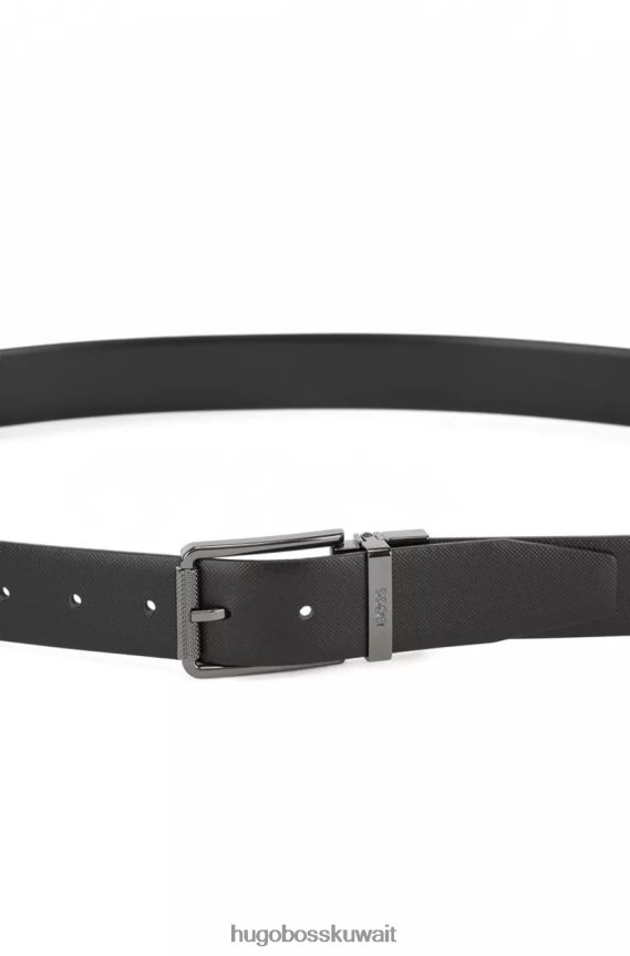 4TFNJN471 أسود Hugo Boss مجموعة حزام قابل للعكس جيونتين 50475178، أسود