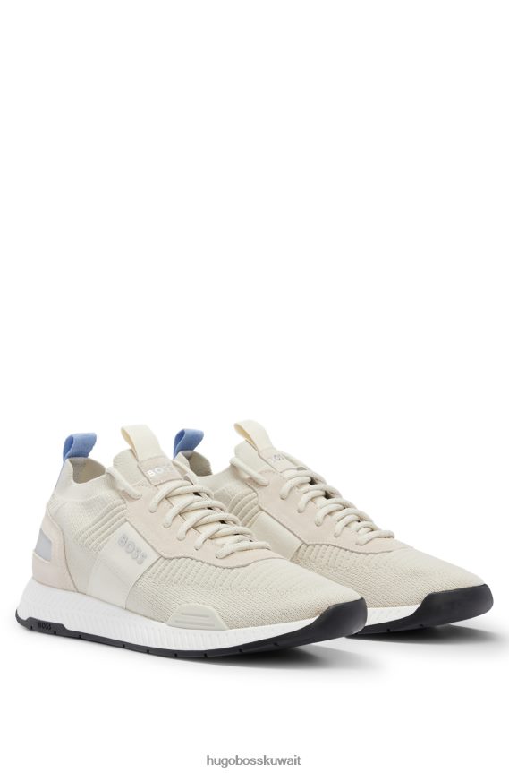 4TFNJN4720 البيج الفاتح Hugo Boss حذاء هوغو جورب باللون البيج الفاتح مع جزء علوي من القماش