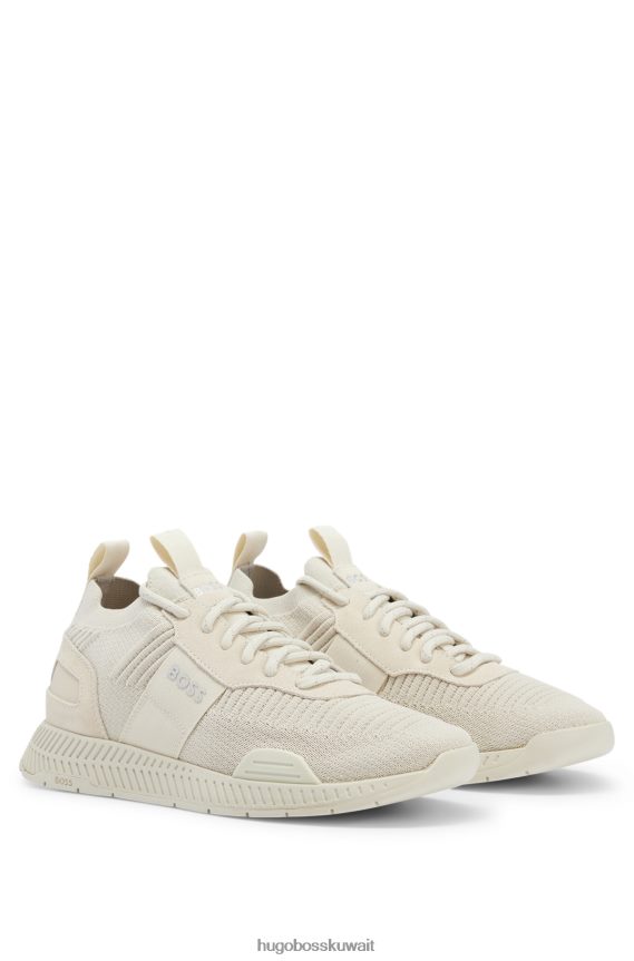 4TFNJN4721 أبيض Hugo Boss حذاء هوغو جورب مع جزء علوي من اللون الأبيض