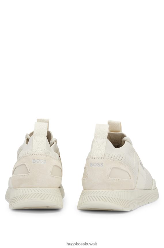 4TFNJN4721 أبيض Hugo Boss حذاء هوغو جورب مع جزء علوي من اللون الأبيض