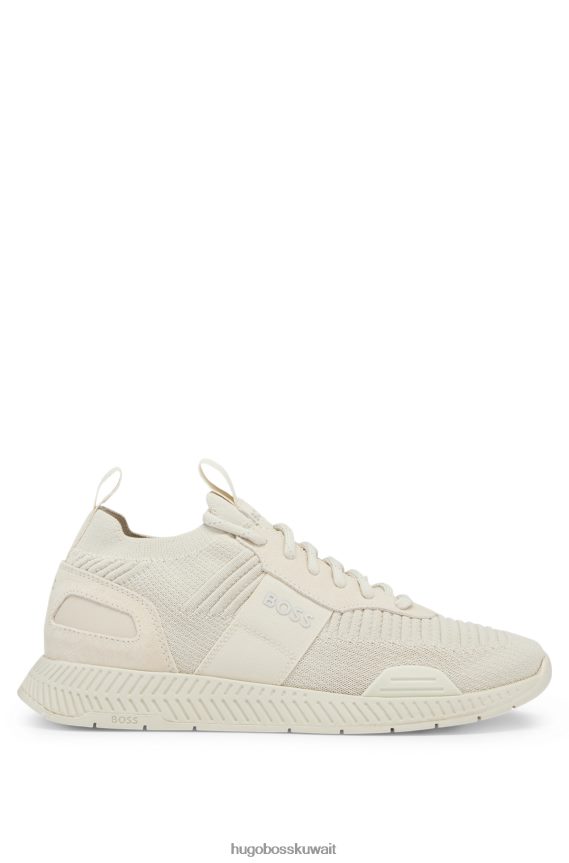 4TFNJN4721 أبيض Hugo Boss حذاء هوغو جورب مع جزء علوي من اللون الأبيض