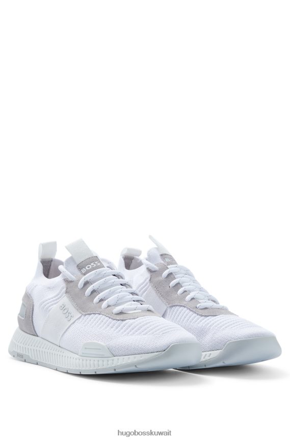 4TFNJN4723 أبيض Hugo Boss حذاء رياضي من الجورب الأبيض مع الأجزاء العلوية من هوغو