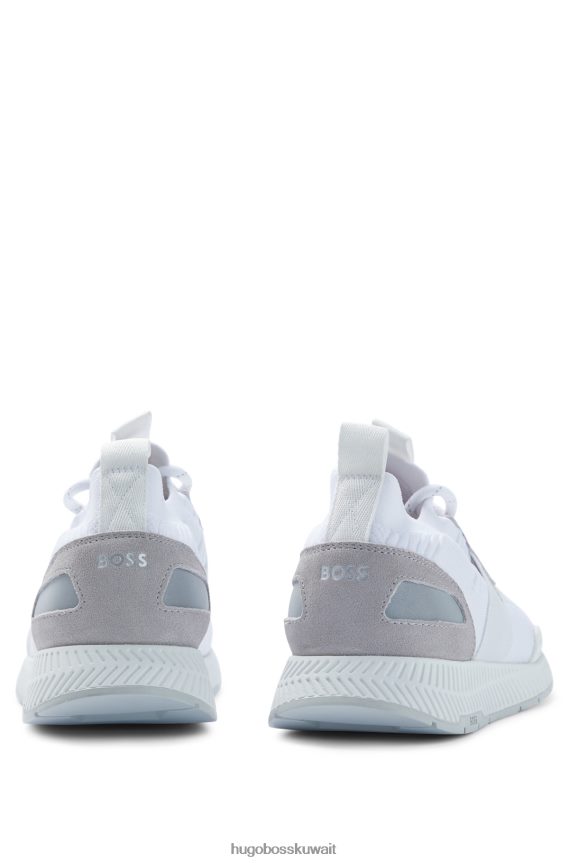 4TFNJN4723 أبيض Hugo Boss حذاء رياضي من الجورب الأبيض مع الأجزاء العلوية من هوغو