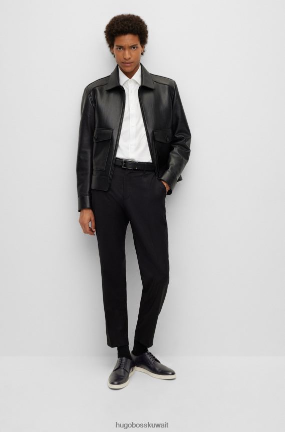 4TFNJN4728 أسود Hugo Boss حذاء ديربي جلدي مع نعل خارجي مطاطي من هوغو باللون الأسود