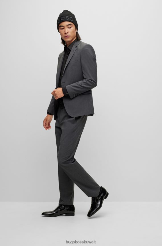 4TFNJN4729 أسود Hugo Boss حذاء أكسفورد أسود من الجلد اللامع مع حواف من الحرير المضلع